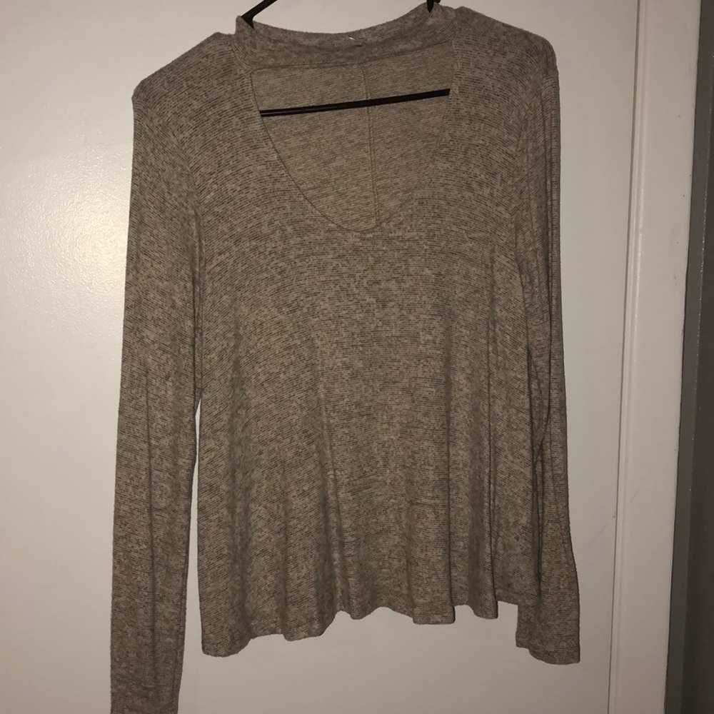Brown sweater with upper chest cut out